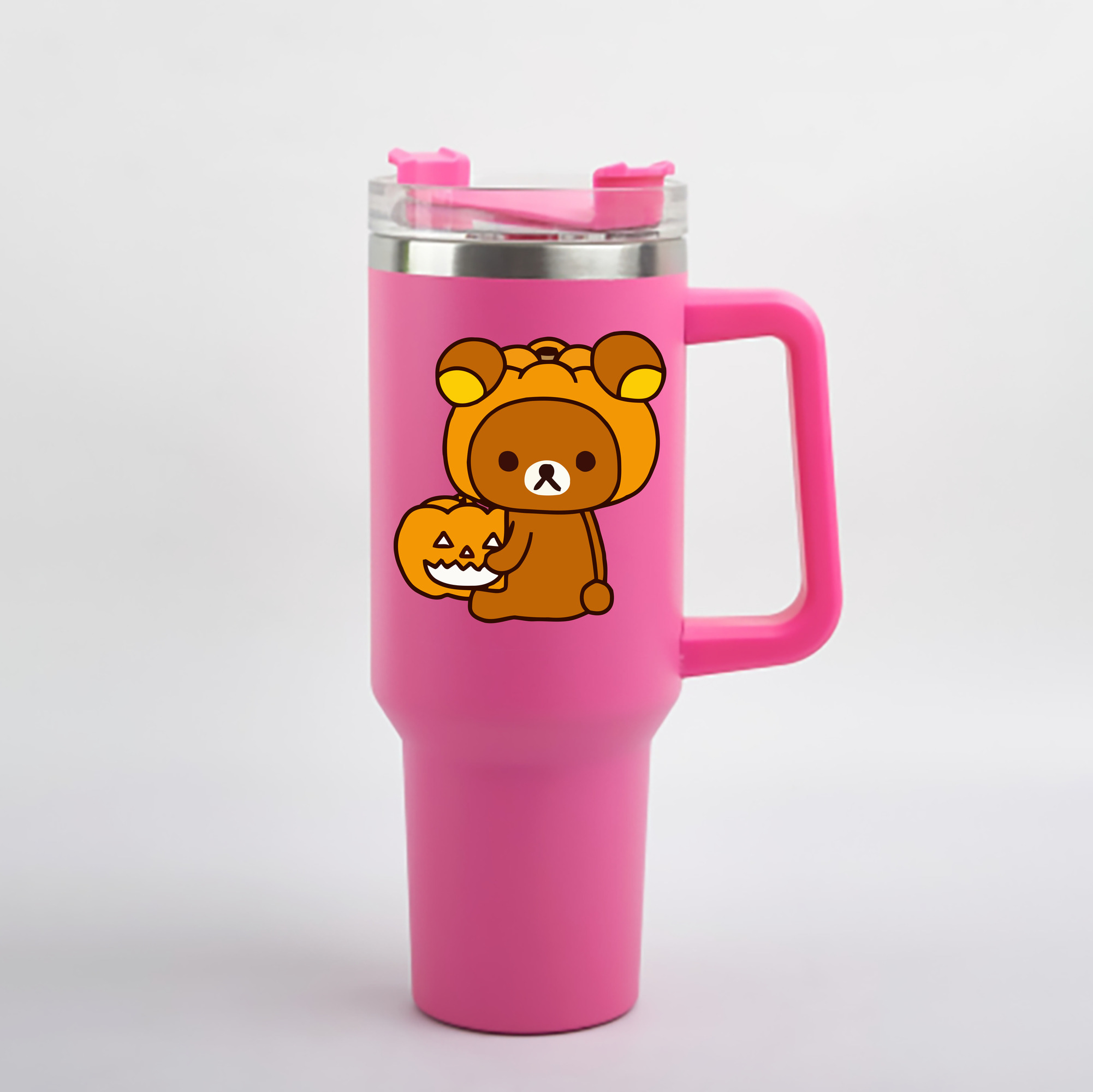 （画像用） リラックマ リラックマ キイロイトリ Rilakkuma Korilakkuma Kiiroitori 1200mL車用タンブラー - クリスタルステッカー（プラスチックストロー付き）